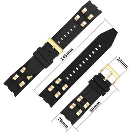 Topuly 26mm Rubber Watch Band replacement for Invicta Pro Diver 6977 6978 6981 6983 6984 6986 6991 26 mm Silicone Strap Wirstband accessories with Insert for Men and Women (Golden Insert)