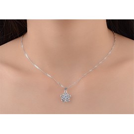 Boowhol Necklace Fashion Jewellery Women Girls 925 Sterling Silver Hypoallergenic Nickel-Free Fashion Elegant Small Fresh Cherry Blossom Pendant Clavicle Chain, Sterling Silver, Cubic Zirconia