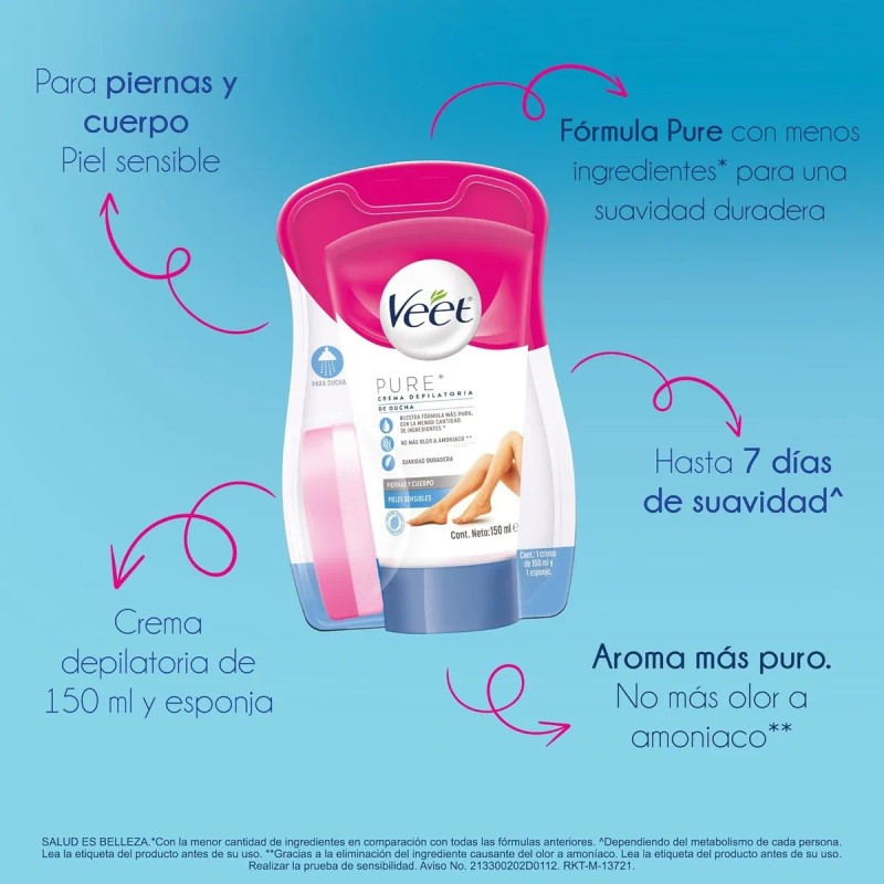Crema Depilatoria Veet Pure Fresh Piel Sensible 150