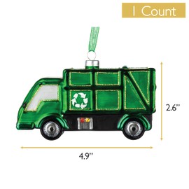 Every Day is Christmas Glass Blown Ornaments Cute Hand Made Figurines Tree Decoration, Garbage Truck