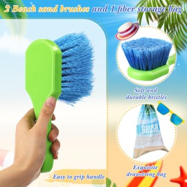 Remerry 2 Pcs Beach Sand Remover Brush with Drawstring Bag, Beach Accessories Scrub Brushes for CleaningSoft Bristle Brush for Summer Vacation Water Sports Volleyball Party (Blue and Yellow)