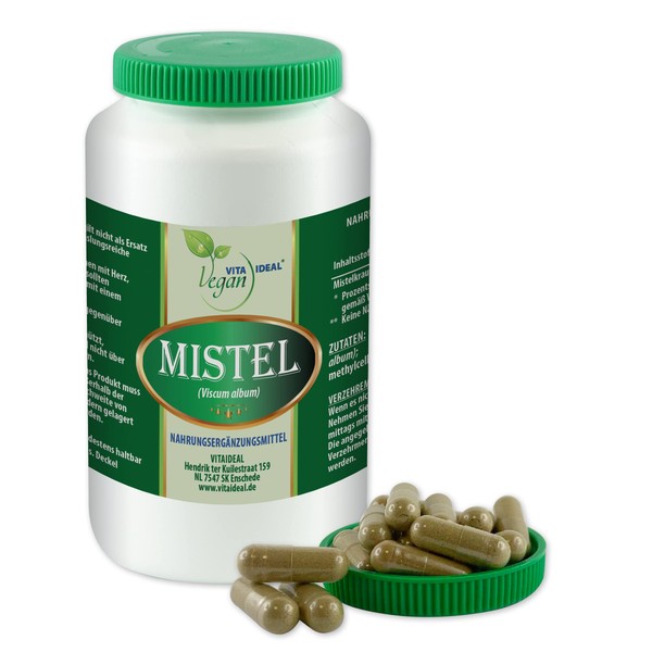 VITA IDEAL Vegan® Vitaide Mistletoe Herb 360 Capsules Viscum Album Daily Serving 800 mg Mistletoe Pure Powder Natural Vegetable and No Additives Original