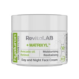 RevitaLAB Hyaluronic Anti-Ageing Day and Night Cream Enriched with Avocado Oil, Matrixyl, Retinol and UV Filters, for Ages between 30 and 45, 50 ml (Multipack)