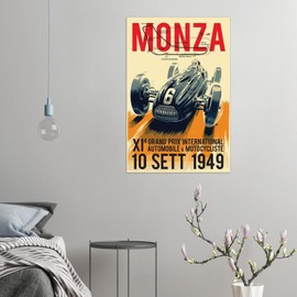 Monza Grand Prix 1949 - Vintage Racing Travel Poster - Auto Posters (8x12Inches)