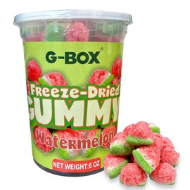 G-BOX Freeze-Dried Watermelon Gummies Candy 6 OZ, Freeze Dried Candy, Sweet Sour Gummies, Gummy Candies, Freeze Dried Fruit Slices Candy, TikTok Trend Items, Delightful Crunchy Fruity, Made in US