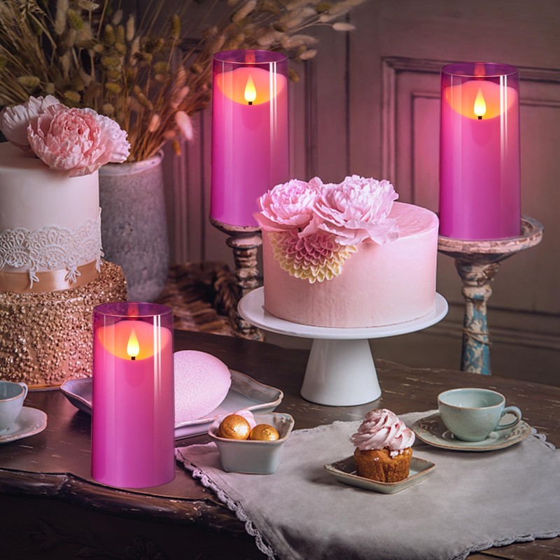 NURADA 3"x6"Flickering Flameless Candles: 3D Wick Unbreakable Acrylic Battery Operated