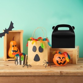 Oletx 30-Pack Black Party Favor Treat Boxes, Goodie Boxes, Gable Paper Gift Boxes with Handles. Perfect for Birthday, Baby Shower and Any Fun Party Decoration Supplies.