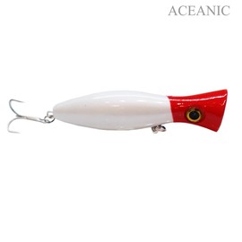 Fishing Lures Large Top Water Popper 4.75 in1.5 oz Lure Artificial Seal Lure 3D Eyes Hard Popper with Hooks and Ring for Saltwater Offshore, Surf Fishing, Bass, Bluefish (RED Head)