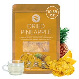 Dried Pineapple Slices - 10.58 oz, Freeze-Dried Fresh Pineapple, Low-Calorie Healthy Snack, Ingredient for Tea, Beverages & Cooking, Natural Detox, Gluten Free, No Sugar Added
