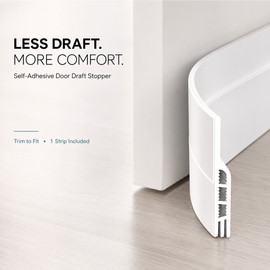 Door Draft Stopper, Self-Adhesive Under Door Sweep, 39.37-Inch Trim-to-Fit Strip to Help Reduce Drafts, Noise and Light