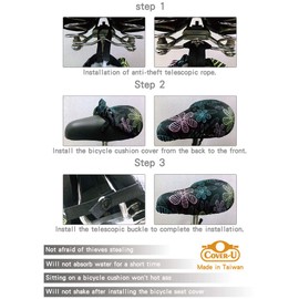 COVER-U Colorful Bicycle Seat Cover, Water-Repellent Exercise Bike Seat Cushion Cover Made of Polyester Fiber, Not Absorb Heat & Dust-Free Saddle Cover for Outdoor Biking