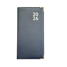 2026 Premium Faux Leather Soft Cover Slim Pocket Diary Week to View Home Office Planner for Home, School, & Office (Navy blue)