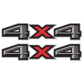 Gold Hook 4x4 Decals for Trucks Ford f150, Bedside Off Road Replacement Stickers, Pair, Premium Series (Black, Red/Metallic Finish)