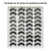 20 Pares De Pestañas Postizas 3d Mixtas De Visón Natural.