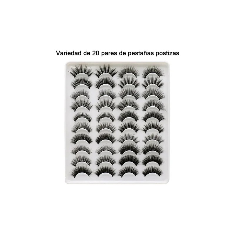 20 Pares De Pestañas Postizas 3d Mixtas De Visón Natural.