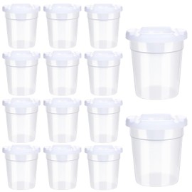 Paquete de 24 vasos de pintura sin derrames para niños, pequeños recipientes de pintura de plástico con tapas, taza de agua a prueba de derrames para pintura, escuela, aula, suministros de