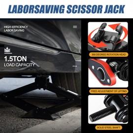 Auto Dynasty Scissor Car Jack, 1.5 Ton (3306LBS) Scissor Jacks, Lifting Range 15.2" (Max) to 4" (Min) Tire Jack Repair Kit with Ratchet Wrench for Car SUV Truck MPV Auto, Black