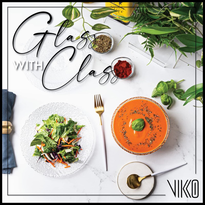 Vikko Elegant Textured Glass Salad Bowls - Set of 6,