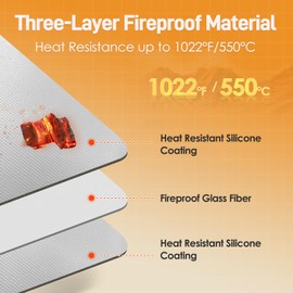 Amerbro Heat Resistant Mat for Air Fryer, 16 x 24in Heat Resistant Mat for Countertop, Fireproof Silicone Countertop Protector Appliance Slide for Air Fryer, Coffee Maker, Toaster, Oven (Grey)