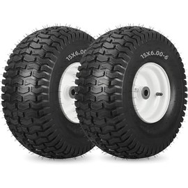 13x5.00-6 Rubber Lawn Mower Tire and Wheel, 2 Pcs Replacement 13x5-6nhs Riding Mowers Lawn Pneumatic Tire with 3/4" Bushing, 3" -4.5" Centered Hub