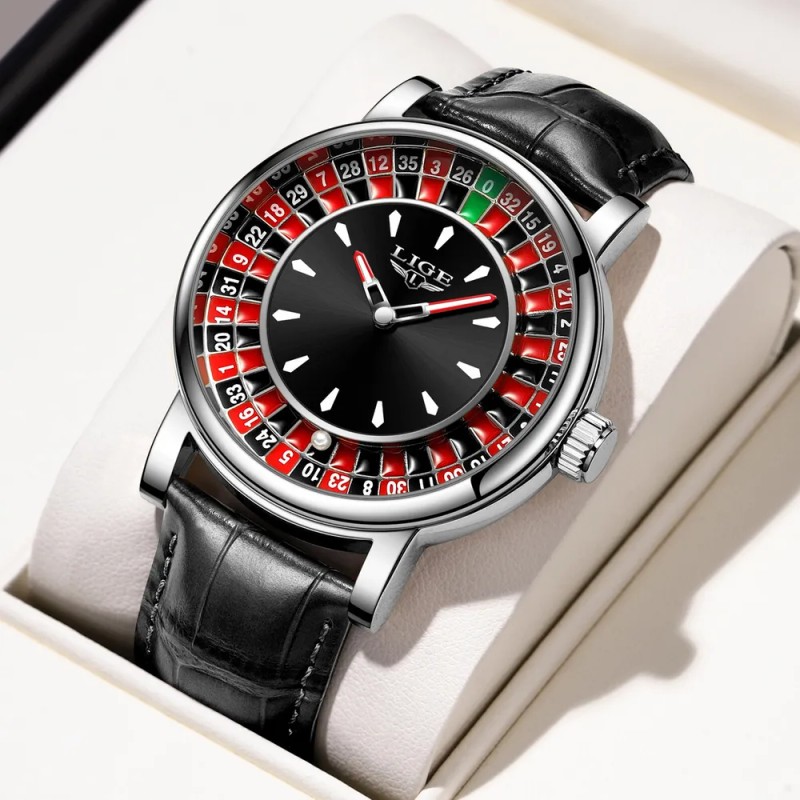 LIGE Reloj De Cuarzo LG89161 Casual Jugadores De Cuero Impermeable
