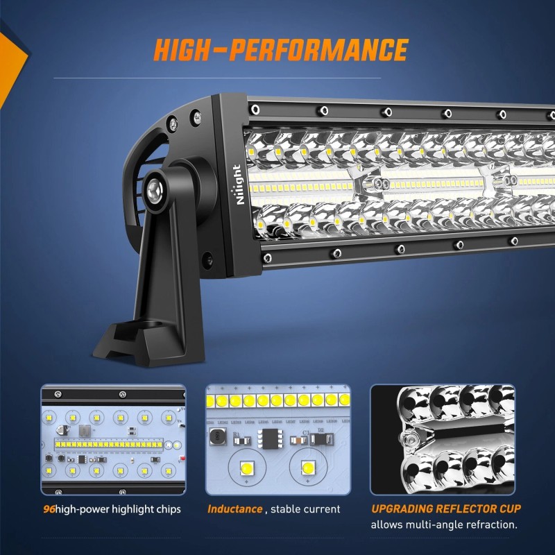 Nilight LED Light Bar 13.5Inch Triple Row Spot Flood Combo