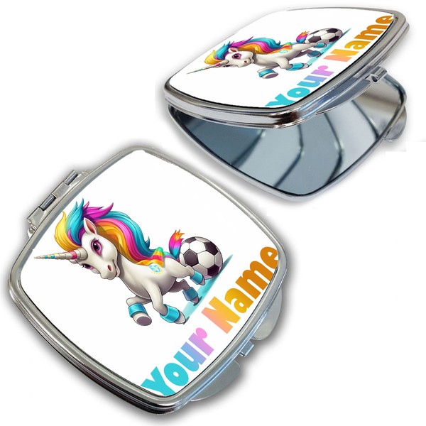 Bleu Reign Compact Personalized Pocket Mirror Custom Name Unicorn Soccer