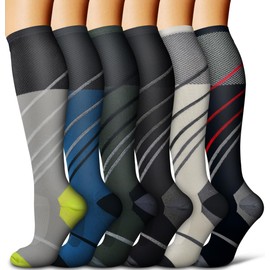 COOLOVER Copper Compression Socks for Women and Men(6 Pairs)-Best Support for Running, Athletic, Nursing, Travel