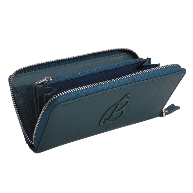 Branco Women's RFID Secure XL Leather Wallet with Zip Round