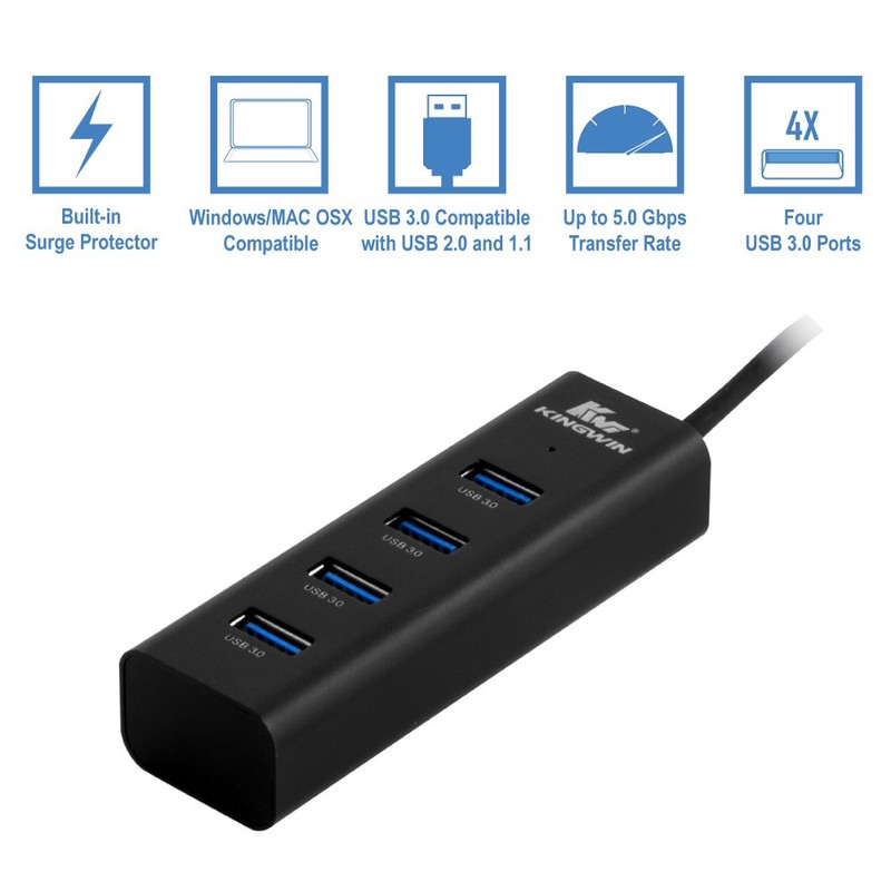 Kingwin KWZ-400-BK USB 3.0 Hub Components