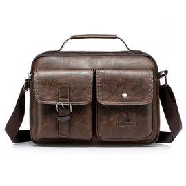 YY GEWETAO Small Leather Sling Shoulder Bag Crossbody Messenger Pack for Men Women Outdoor Travel Cycling