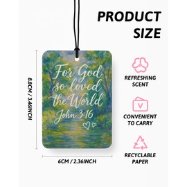 FISWAFY Green Pink Christian Car Air Freshener 4 Pcs, Coquette Preppy Bow Floral Religious Hanging Air Freshener for Cars Closet Drawer Books, Cute Christian Car Accessories Mirror Decor for Women