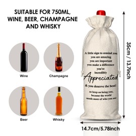 EUFJDKSL Appreciation Gifts Wine Bag, Thank You Gifts for Teacher Nurse Social Worker, Employee Appreciation Wine Bag for Coworkers Boss, for Retirement Party Favors
