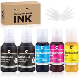 Hiipoo 580ML Sublimation Ink Refilled Bottlescompatible for ET2400 ET2720 ET2760 ET2750 ET4800 ET-2800 ET-2803 ET-2850 Inkjet Printers Heat Press Transfer on Mugs T-Shirts
