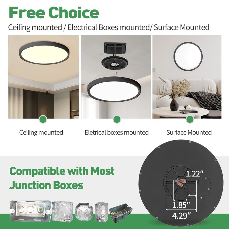 12 Inch LED Flush Mount Ceiling Light 6PK, 24W, 2520LM,