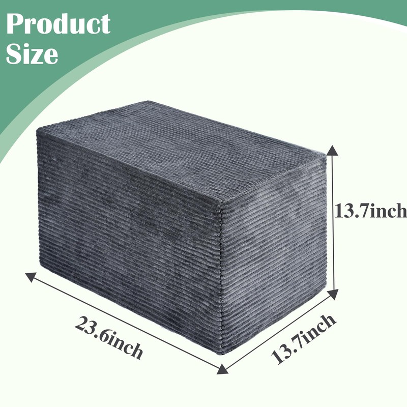Rectangular Pouf Ottoman Soft Furry Corduroy Foot Rest for Chair