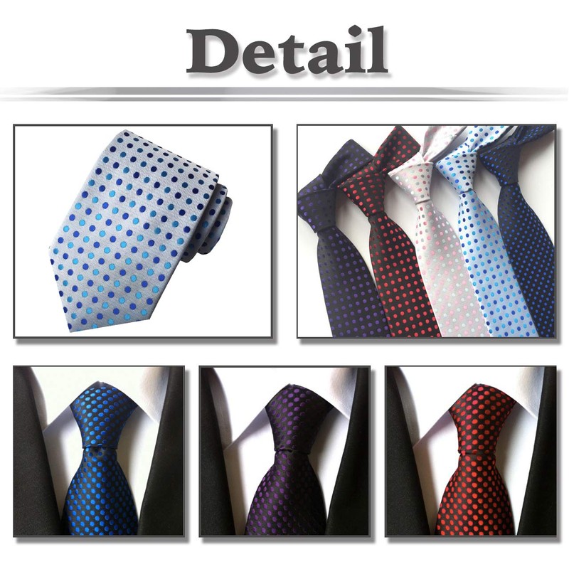WHITE FANG NC022 Men's Necktie, Polka Dot, Solid Suit, Business,