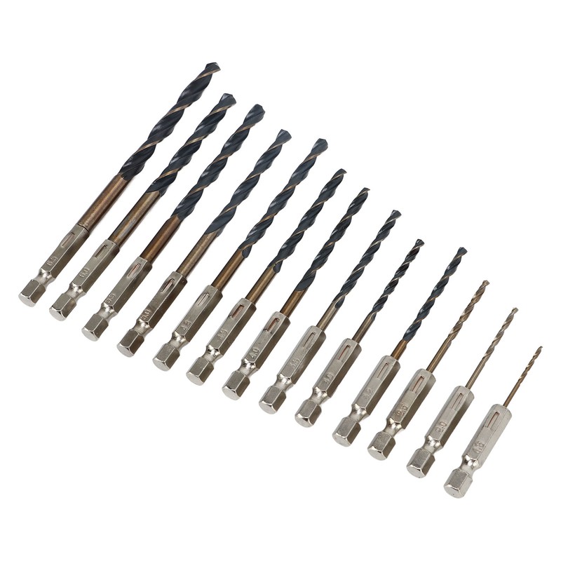 13Pcs Twist Drill Bit 1/4in Hex Shank 1.5‑6.5mm Fast Change