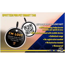 Spotted! Pro Smart Pet Tag - Cat and Dog Tag, Lost Pet Alerts, Pet Finder, Outdoor Virtual Pet Leash, Walk Tracker, Free App, Waterproof, No Monthly Fees