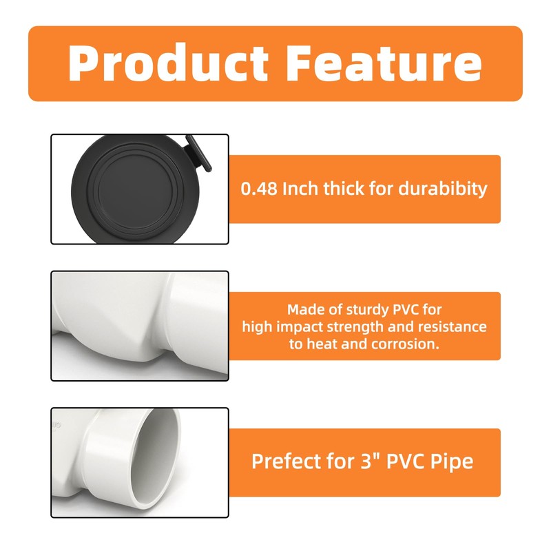 GASHER 4" PVC Backflow Preventer Valve, Sewer Check Back Flow