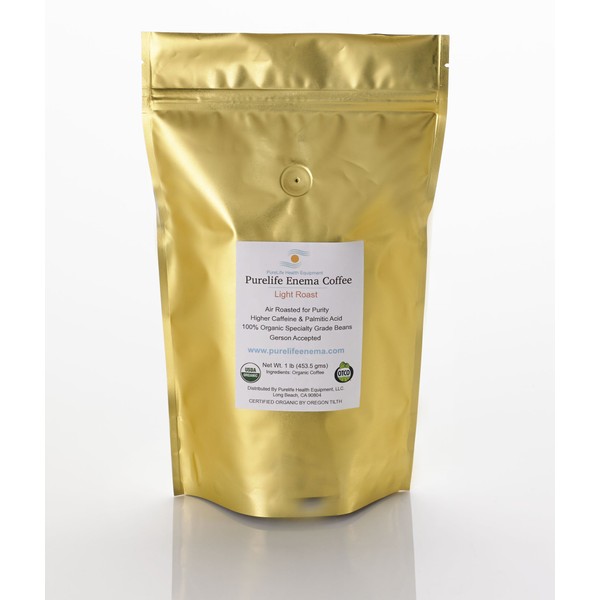 Purelife Organic Enema Coffee- 2 LBS Light"AIR" Roast- Ground - Mold Free -Accepted by Gerson Institute