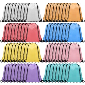 Grneric 64Pcs Drawstring Bags Bulk Cinch Bag, Polyester String Bag Drawstring Backpack for Trip Party Camping Sports Gym Yoga（Soft）