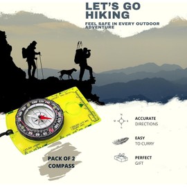 PixiPals 2pcs Orienteering Compass Hiking-Compasses boy Scout Kids- Magnetic Gear Set Navigation map- Brujulas orientacion-Backpacking Camping Hunting Survival. (2 Compasses), Green