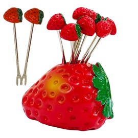 Appetizer Forks | Fruit Dessert Forks Heart Strawberry Shape | Reusable Stainless Steel Picks Table Centerpieces, Desk Decor Appetizer Cocktail Charcuterie
