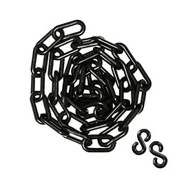 HATOOLHA® Plastic Link Chain, Plastic Safety Chain, Barrier Road Warning Block, Traffic Barrier Chain with 2 S Hooks (2m, Black)