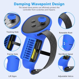 6 in 1 Cover Set for Meta Quest 3: Included Upgrade Redesigned Battery Opening Controller Grips (Non Batteries) That Don't Block The Signal, Shell Cover, Face Cover, Internal Lens Cover (Blue)