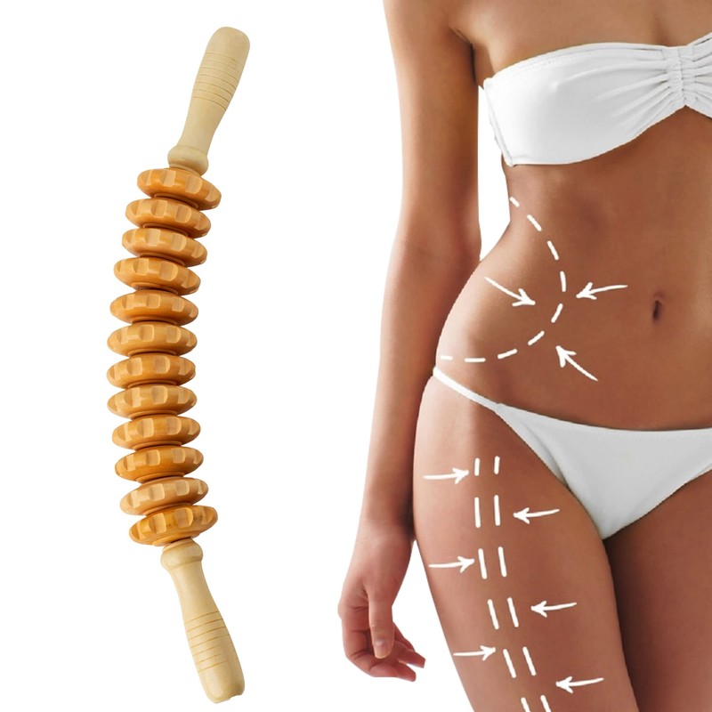 Mikako Curved Wood Therapy Massage Roller for Waist and Thigh,