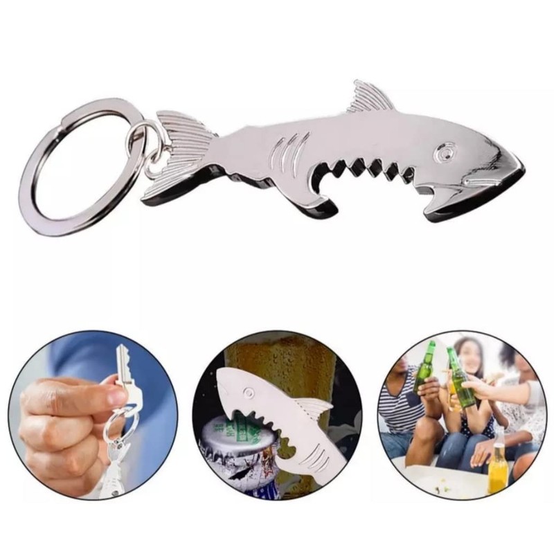 Shark Keyring with Bottle Opener in Silver / Bottle Opener