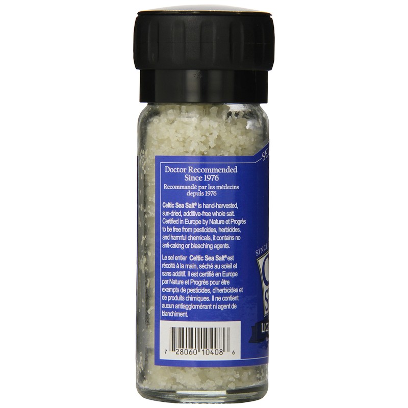 Celtic Sea Salt, Light Grey Grinder, 3 oz White