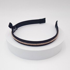 (2 types) Burnaby Slim Black Gold Cubic Ribbon Hairband Silver / (2종) 버나비 슬림 블랙 골드 큐빅 리본 헤어밴드 실버